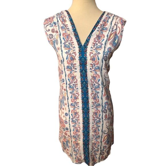 Loft paisley deep vee neck shift dress fully lined - Picture 2 of 12